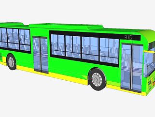 绿皮公共汽车车辆SU模型下载_sketchup草图大师SKP模型