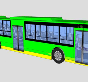 绿皮公共汽车车辆SU模型下载_sketchup草图大师SKP模型