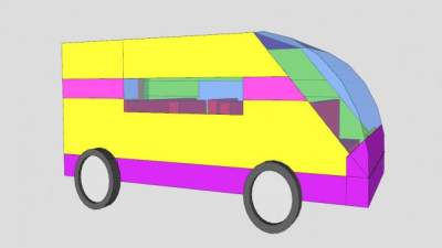 小型巴士简易面板SU模型下载_sketchup草图大师SKP模型