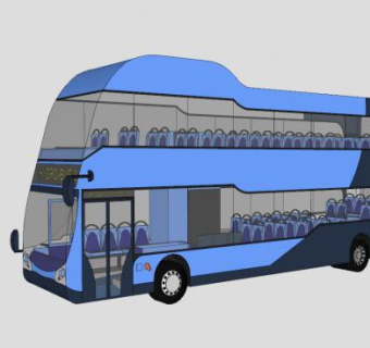 观光双层巴士SU模型下载_sketchup草图大师SKP模型