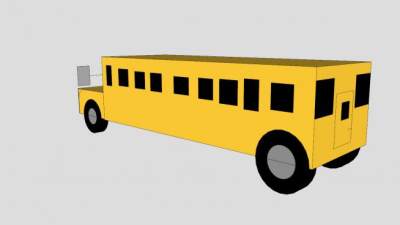 学校巴士面板SU模型下载_sketchup草图大师SKP模型