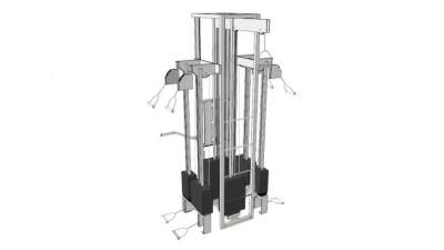 力量训练器材滑轮系统SU模型下载_sketchup草图大师SKP模型