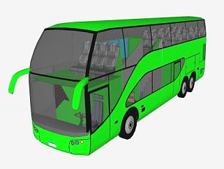绿色双层<em>巴士</em>SU模型下载_sketchup草图大师SKP模型