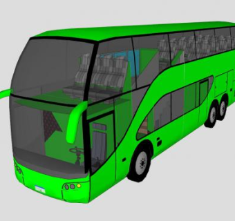 绿色双层巴士SU模型下载_sketchup草图大师SKP模型
