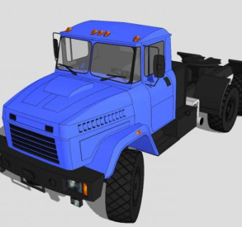 KrAZ重型卡车SU模型下载_sketchup草图大师SKP模型