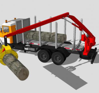 木材起吊机重型卡车SU模型下载_sketchup草图大师SKP模型