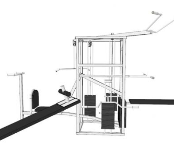 综合力量健身器材SU模型下载_sketchup草图大师SKP模型