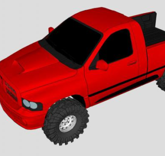 道奇公羊红色皮卡SU模型下载_sketchup草图大师SKP模型