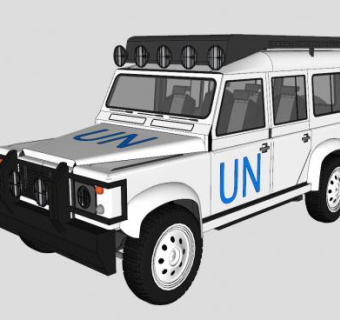 路虎卫士白色越野车SU模型下载_sketchup草图大师SKP模型