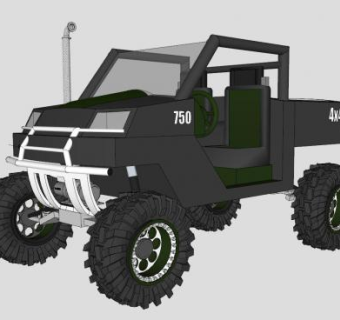 犀牛皮卡越野车SU模型下载_sketchup草图大师SKP模型