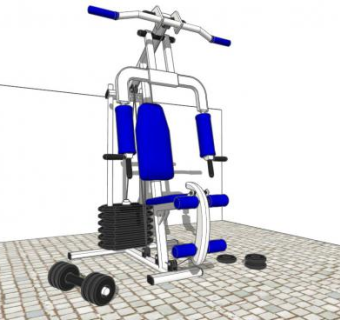 蓝色健身器材SU模型下载_sketchup草图大师SKP模型