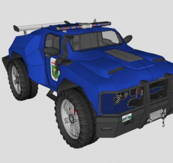 越野车警车SU模型下载_sketchup草图大师SKP模型