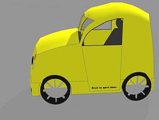 紧凑型黄色小型汽车SU模型下载_sketchup草图大师SKP模型