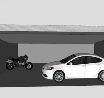 车库中的汽车摩托车SU模型下载_sketchup草图大师SKP模型