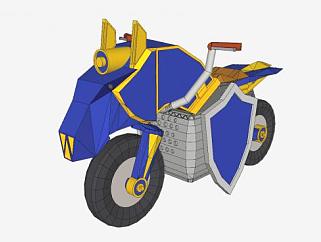 马头型摩托车跑车SU模型下载_sketchup草图大师SKP模型