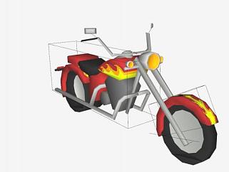 红色摩托车车辆SU模型下载_sketchup草图大师SKP模型