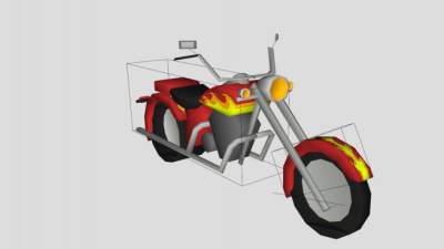 红色摩托车车辆SU模型下载_sketchup草图大师SKP模型