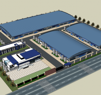 河西工业园厂房的SU模型