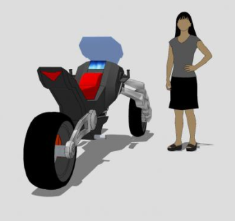 倒三轮摩托车跑车车辆SU模型下载_sketchup草图大师SKP模型