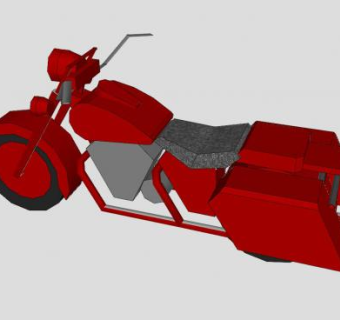 红色简易铁皮摩托车SU模型下载_sketchup草图大师SKP模型