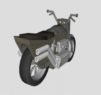 四排气管摩托车跑车SU模型下载_sketchup草图大师SKP模型