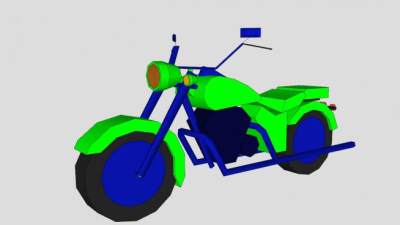 哈雷休闲摩托车车辆SU模型下载_sketchup草图大师SKP模型