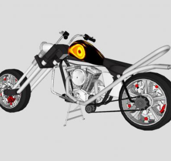 双排气管摩托车跑车车辆SU模型下载_sketchup草图大师SKP模型