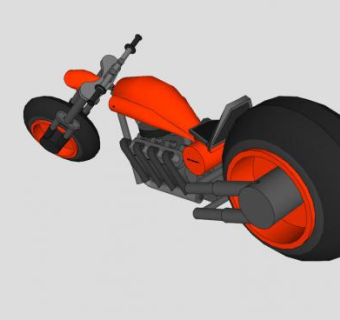 哈雷嬉皮摩托车SU模型下载_sketchup草图大师SKP模型