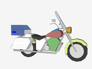 城市街道巡逻摩托车SU模型下载_sketchup草图大师SKP模型