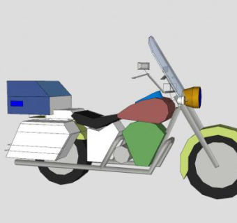 城市街道巡逻摩托车SU模型下载_sketchup草图大师SKP模型
