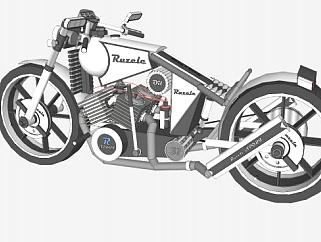 骑式摩托车车辆SU模型下载_sketchup草图大师SKP模型
