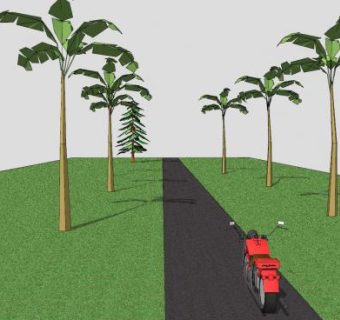 公路上的摩托车SU模型下载_sketchup草图大师SKP模型