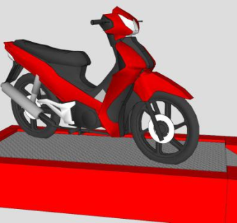 车展台上的红色摩托SU模型下载_sketchup草图大师SKP模型