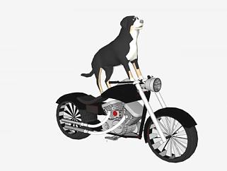 摩托车和狗SU模型下载_sketchup草图大师SKP模型