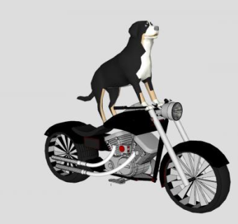 摩托车和狗SU模型下载_sketchup草图大师SKP模型