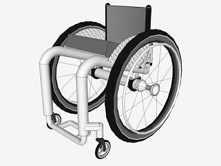 黑色轮椅SU模型下载_sketchup草图大师SKP模型