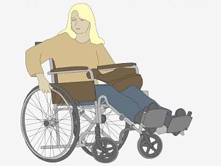 女孩轮椅SU模型下载_sketchup草图大师SKP模型