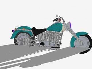 哈雷定制版摩托车SU模型下载_sketchup草图大师SKP模型