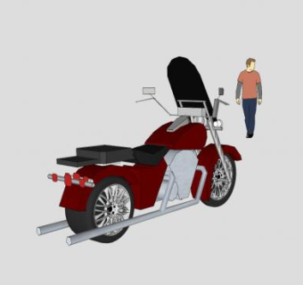 带挡风板摩托车SU模型下载_sketchup草图大师SKP模型