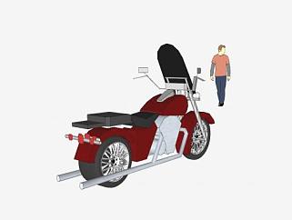带挡风板摩托车SU模型下载_sketchup草图大师SKP模型