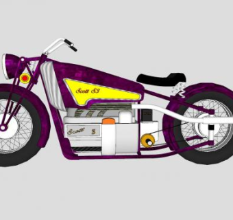 紫色摩托车跑车SU模型下载_sketchup草图大师SKP模型