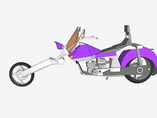 <em>紫色</em>嬉皮摩托车SU模型下载_sketchup草图大师SKP模型