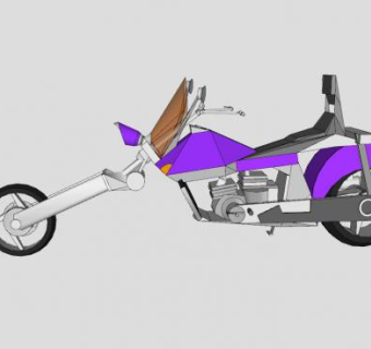 紫色嬉皮摩托车SU模型下载_sketchup草图大师SKP模型