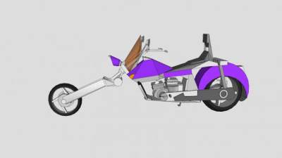 紫色嬉皮摩托车SU模型下载_sketchup草图大师SKP模型