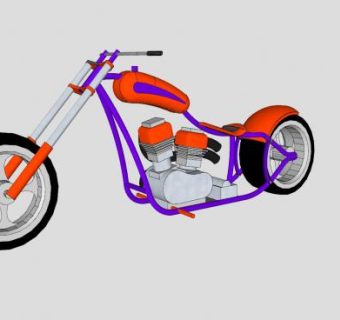 炫酷嬉皮摩托车SU模型下载_sketchup草图大师SKP模型