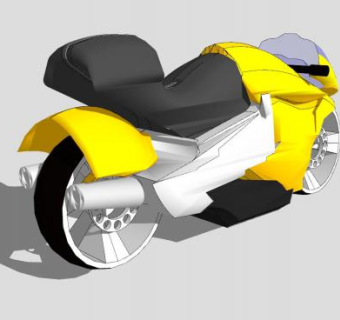 概念竞速黄色摩托赛车SU模型下载_sketchup草图大师SKP模型