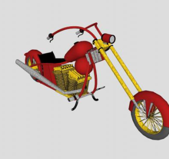 单排气嬉皮车车辆SU模型下载_sketchup草图大师SKP模型