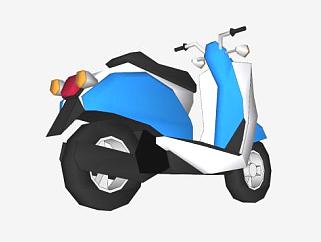 踏板式两轮轻便摩托车SU模型下载_sketchup草图大师SKP模型