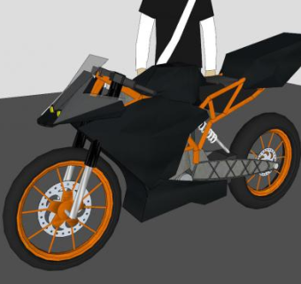 RC125型KTM摩托车SU模型下载_sketchup草图大师SKP模型