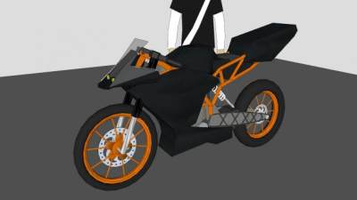 RC125型KTM摩托车SU模型下载_sketchup草图大师SKP模型